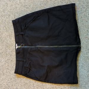 Black Front Zip Mini Skirt